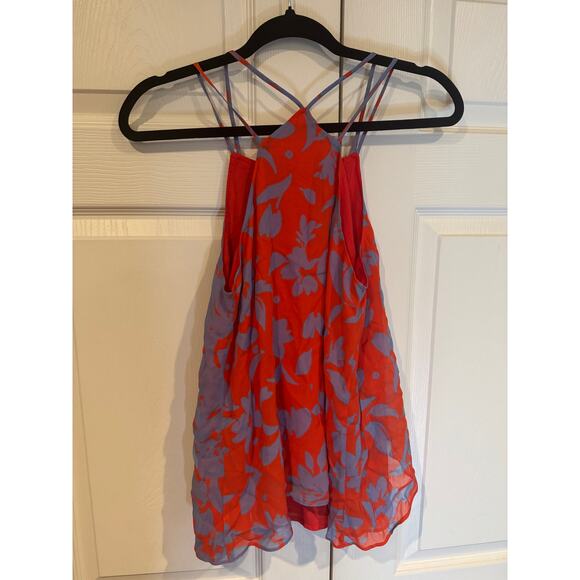 Anthropologie Maeve Tank Top Red Floral Chiffon Strappy Halter Cami Sz XS - Picture 6 of 9